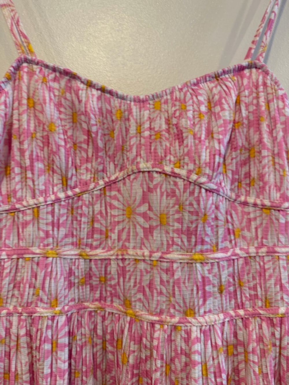 ZARA - Pleated Printed Dress, pink daisy sundress size M - Picture 11 of 16